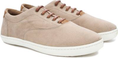 WROGN Genuine Leather Sneakers For Men(Grey, Brown