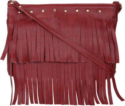 MTE Girls Casual Maroon Leatherette Sling Bag