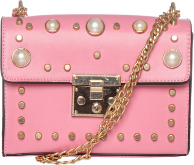 MONOKROME NEW YORK Women Evening/Party Pink PU Sling Bag