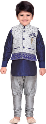 AJ Dezines Boys Festive & Party Kurta, Waistcoat and Breeches Set(Grey Pack of 1, Navy grey
AJ Dezines Boys Festive & Party Kurta, Waistcoat and Breeches Set(Grey Pack of 1, Navy grey