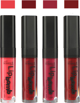 Bonjour Paris Matte Lipstick(Peach-Mauve-Wine-Brown, 24 ml)