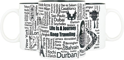 LOOK WHAT HAPPENED MUG-WANDERLUST-B - 1 Ceramic Mug(350 ml), Multicolor
