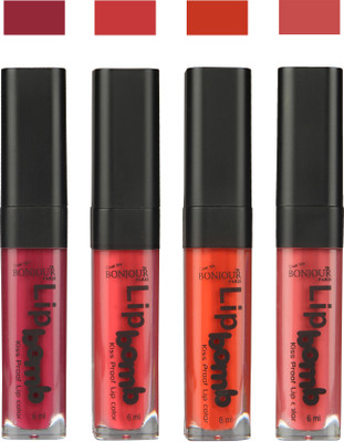 Bonjour Paris Matte Lipstick(24 ml, Wine-Irresistble Pink-Brick Orange-Wild Blush)
Bonjour Paris Matte Lipstick(24 ml, Wine-Irresistble Pink-Brick Orange-Wild Blush)