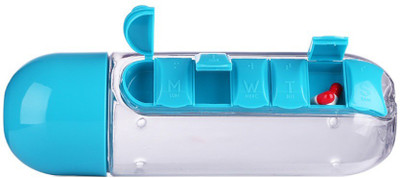 VibeX ® 2 in 1 Water Bottle Weekly Seven Compartments With Drinking Bottle Pill Box(Blue)