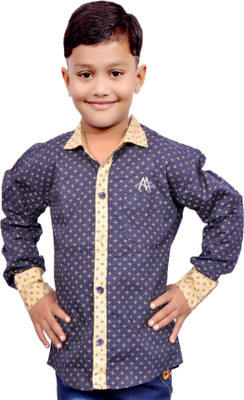 AD & AV Boy's Printed Casual Blue Shirt
