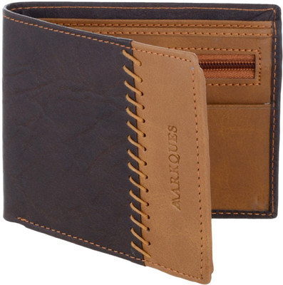 MARKQUES Men Brown Artificial Leather Wallet(6 Card Slots), Brown-02