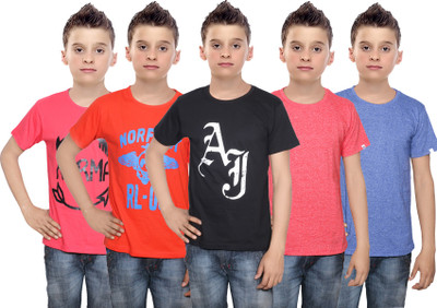 IndiWeaves Boys Printed Cotton T Shirt(Multicolor, Pack of 5, Black;blue;orange;red
IndiWeaves Boys Printed Cotton T Shirt(Multicolor, Pack of 5, Black;blue;orange;red