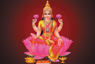 RadhaKripa Lakshmi maa hindu goddess Paper Print(18 inch X 12 inch, Rolled)