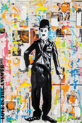 RadhaKripa charlie chaplin painting Poster Paper Print(18 inch X 12 inch, Rolled)