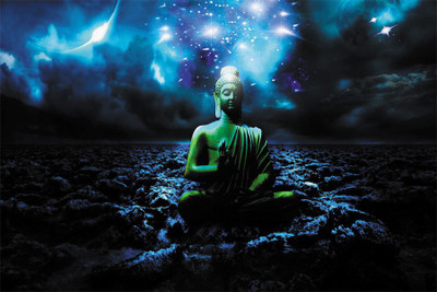 RadhaKripa buddha on sea Poster Paper Print(18 inch X 12 inch, Rolled)