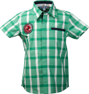 Beanie Bugs Boys Checkered Casual Green Shirt
