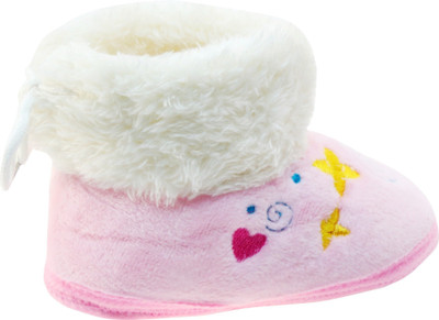 Neska Moda Snug 0 To 12 Month Baby Booties(Toe to Heel Length - 10 cm Pink)