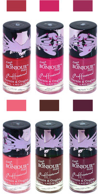 Bonjour Paris True Matte Nail Polish Red-Pink-Pink-Peach-Brown-Burgundy(Pack of 6)
Bonjour Paris True Matte Nail Polish Red-Pink-Pink-Peach-Brown-Burgundy(Pack of 6)