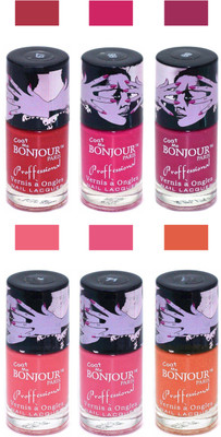 Bonjour Paris True Matte Nail Polish Red-Pink-Pink-Peach-Pink-Orange(Pack of 6)