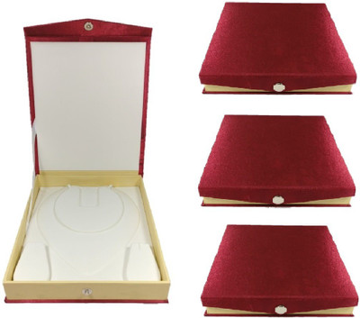Addyz Pack of 4 Pcs Necklace Earring bangle bracelet set half set Makeup Vanity Box(Maroon)
