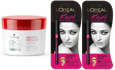 Schwarzkopf BC Bonacure Repair Rescue Reversilane Treatment Masque (200ml) & L'Oreal Paris Kajal Magique (pack of 2)(Set of)
Schwarzkopf BC Bonacure Repair Rescue Reversilane Treatment Masque (200ml) & L'Oreal Paris Kajal Magique (pack of 2)(Set of)