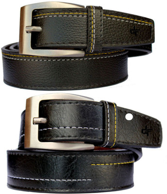 DFashion Men Black Synthetic Belt, Black-01