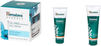 Himalaya Oil-Free Radiance Gel Cream (50 g) with clarina face wash and mask(Set of)