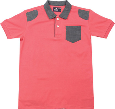 Flying Machine Boys Solid Cotton T Shirt, Med red