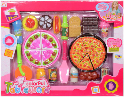 Montez Play Food Set Cooking Mini Plastic Pizza Set Foods Toy
