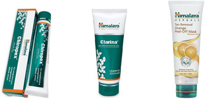 Himalaya clarina face wash,cream with tan removal orange- peel off mask(Set of)