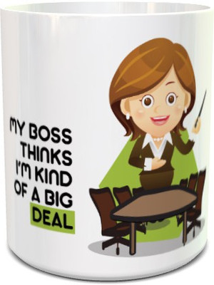 Hueslab Corporate AwardsBoss Thinks I'm Kind of a Big Deal for Girl Bone China Mug(328 ml), Multicolor
Hueslab Corporate AwardsBoss Thinks I'm Kind of a Big Deal for Girl Bone China Mug(328 ml), Multicolor