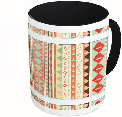 MiiCreations Printed Two Tone Black And White Pattern Ceramic Mug(325 ml)
