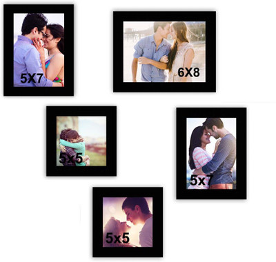 MakeHomeHappy MDF Photo Frame(Black, 5 Photos)