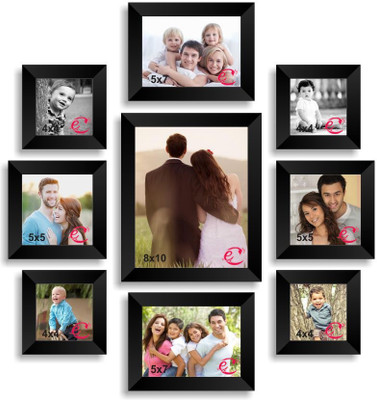 eCraftIndia Wood Photo Frame(Black, 9 Photos)