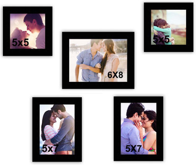 MakeHomeHappy MDF Photo Frame(Black, 5 Photos)