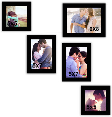 MakeHomeHappy MDF Photo Frame(Black, 5 Photos)