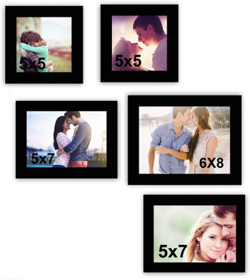 MakeHomeHappy MDF Photo Frame(Black, 5 Photos)