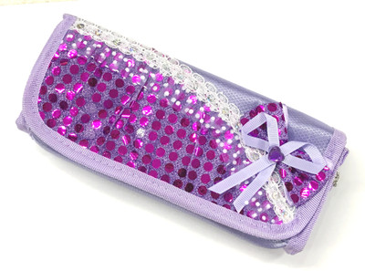 Chrome Series Flower Art Cloth Pencil Box(Set of 1, Purple)