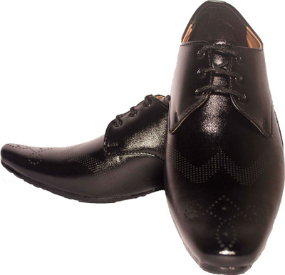 Johnnie Boy Stylish Black Formal Lace up Party Wear For Men(Black