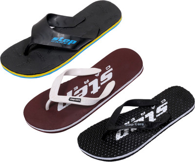 Indistar Flip Flops, Black:brown step::black step