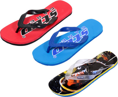 Indistar Flip Flops, Printed black:blue::red