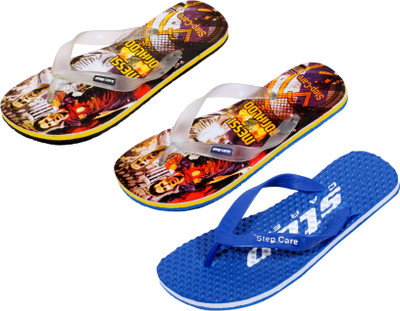 Indistar Flip Flops, Dotted blue:yellow printed::printed yellow