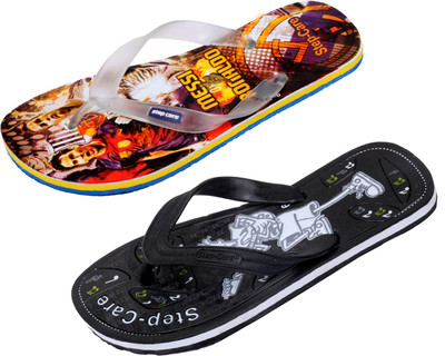 Indistar Flip Flops, Yellow printed::black