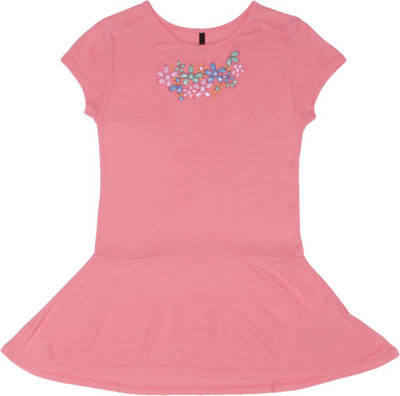 United Colors of Benetton Girls Casual Cotton A-line Top(Pink, Pack of 1, S26