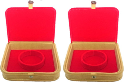 Addyz Pack of 2 Pieces Mini Bangle Bracelet Makeup Vanity Box(Red, Beige)