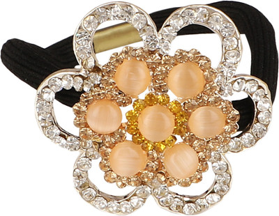 Pink Rose Princess Charm Rubber Band(Brown)