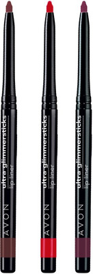 Avon Anew True Color Glimmerstick Lip Liner (set of 3)(Deep Plum-True Red-Chocolate)
