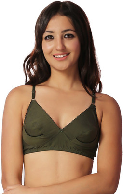 Ortan Girl's Full Coverage Non Padded Bra(Dark Green