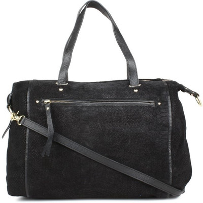 SAINT G Women Suede Leather Bag Travel Duffel Bag(Black)