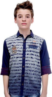 MashUp Boy's Printed Party Multicolor Shirt, Red