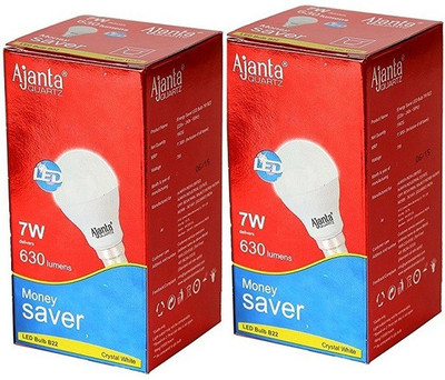 Ajanta 7 W Round B22 LED Bulb(White, Pack of 2)