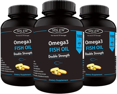 Sinew Nutrition Omega 3 Double Strength Fish Oil 1000mg (300EPA & 200DHA), 60 Softgels (Pack of 3)(1000 mg)
Sinew Nutrition Omega 3 Double Strength Fish Oil 1000mg (300EPA & 200DHA), 60 Softgels (Pack of 3)(1000 mg)