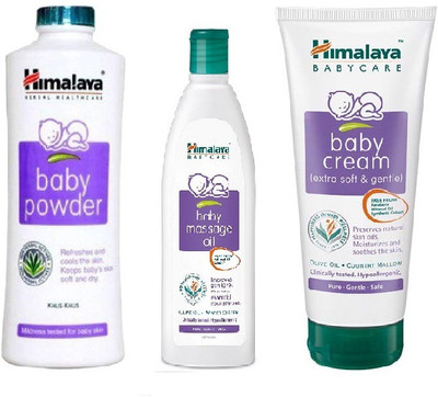 Himalaya Baby Care Combo (Cream 200 ml + Baby Oil 200 ml + Baby Powder 400 Gm)(White)