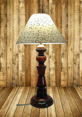 Woodly Silver Circle Design Table Lamp(45 cm, White)
