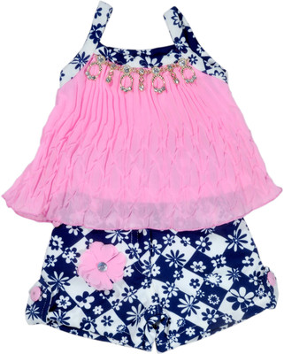 Hey Baby Girls Party(Festive) Top Shorts(Pink